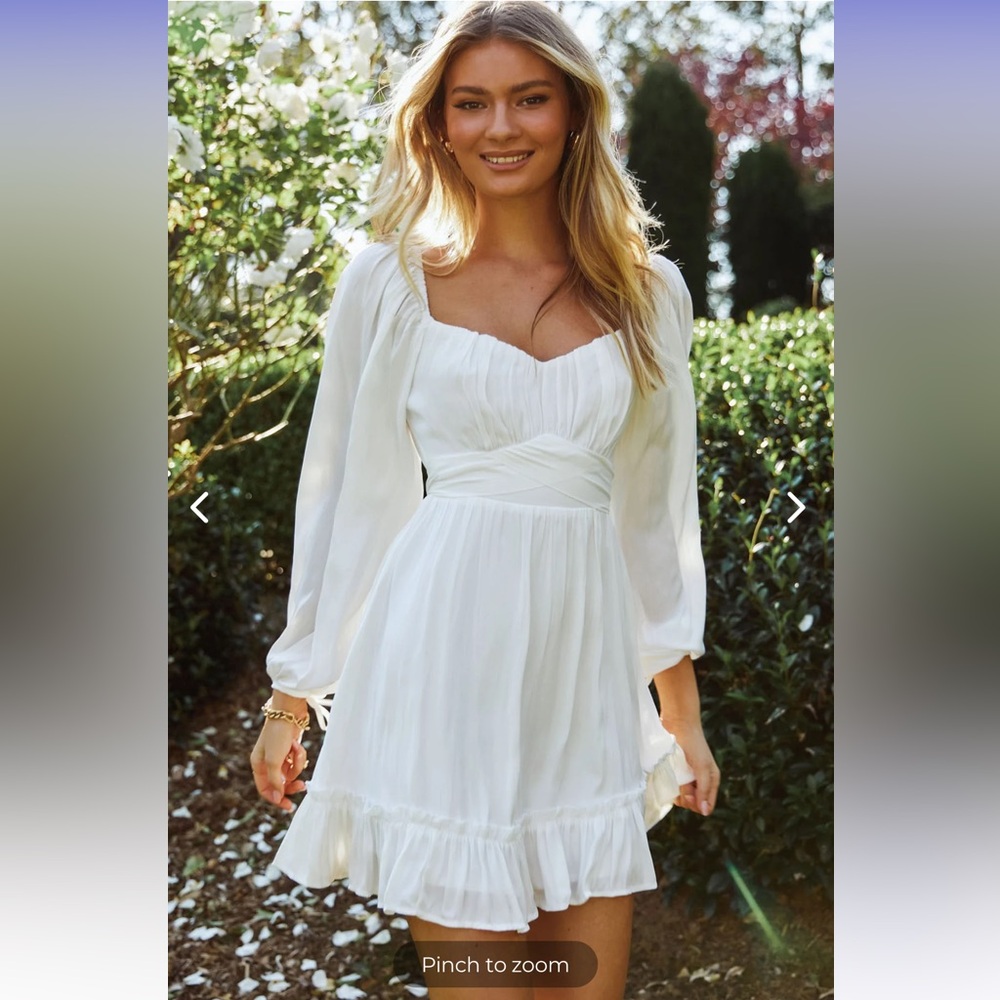 LINKA ON OR OFF-SHOULDER LONG SLEEVE TIE-BACK DRESS WHITE